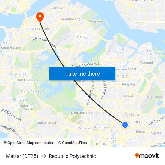 Mattar (DT25) to Republic Polytechnic map