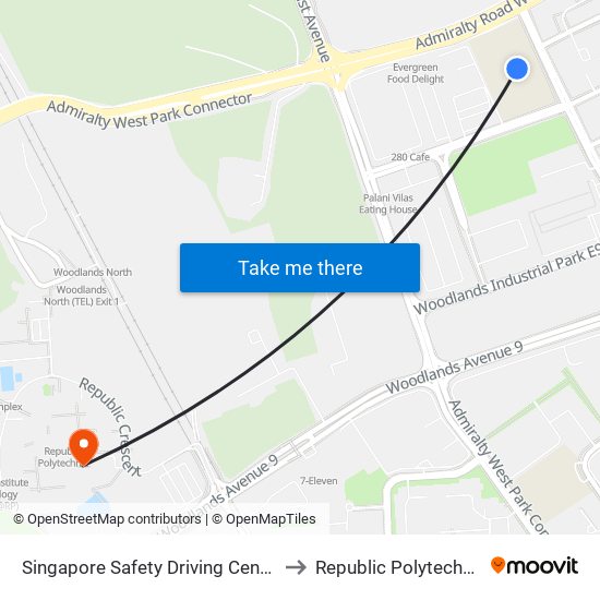 Singapore Safety Driving Centre to Republic Polytechnic map