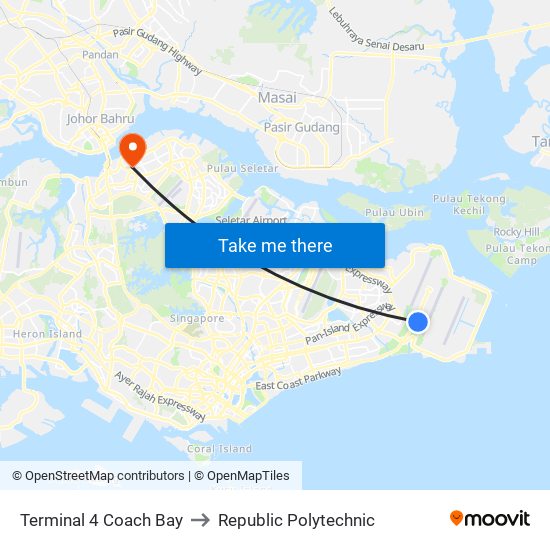 Terminal 4 Coach Bay to Republic Polytechnic map