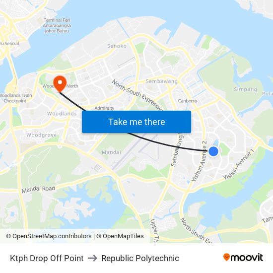 Ktph Drop Off Point to Republic Polytechnic map