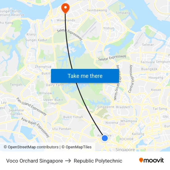 Voco Orchard Singapore to Republic Polytechnic map