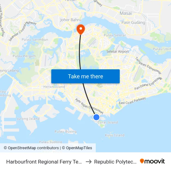 Harbourfront Regional Ferry Terminal to Republic Polytechnic map
