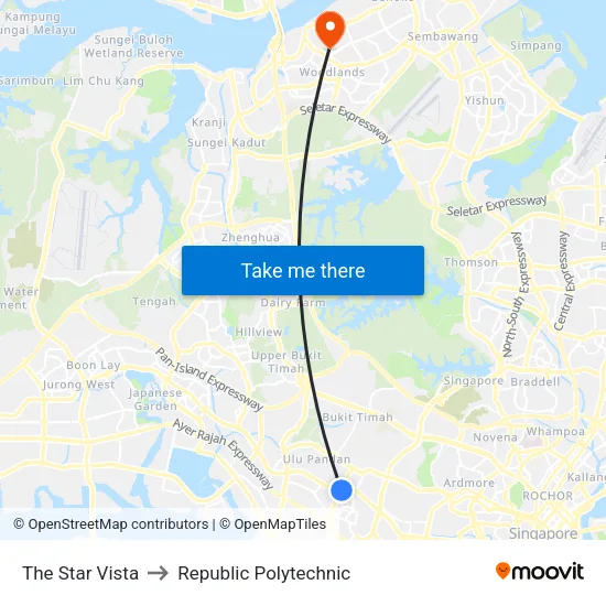 The Star Vista to Republic Polytechnic map