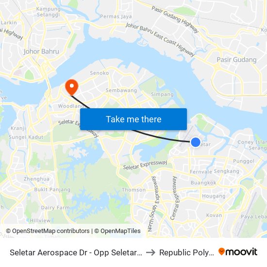 Seletar Aerospace Dr - Opp Seletar Camp (68209) to Republic Polytechnic map