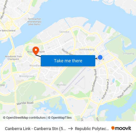 Canberra Link - Canberra Stn (58549) to Republic Polytechnic map