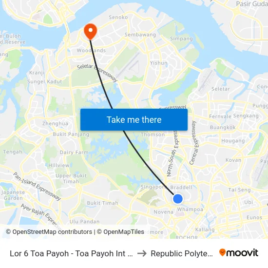 Lor 6 Toa Payoh - Toa Payoh Int (52009) to Republic Polytechnic map