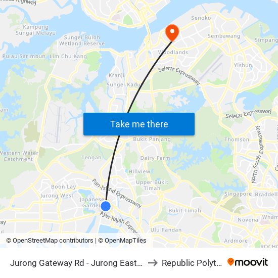 Jurong Gateway Rd - Jurong East Int (28009) to Republic Polytechnic map