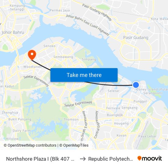 Northshore Plaza I (Blk 407 Cp) to Republic Polytechnic map