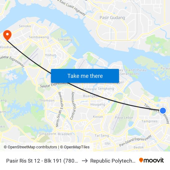 Pasir Ris St 12 - Blk 191 (78031) to Republic Polytechnic map