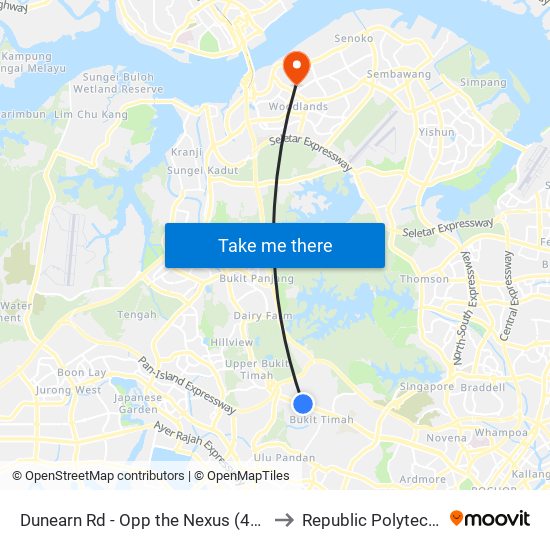 Dunearn Rd - Opp the Nexus (42039) to Republic Polytechnic map
