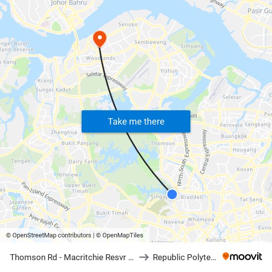 Thomson Rd - Macritchie Resvr (51071) to Republic Polytechnic map
