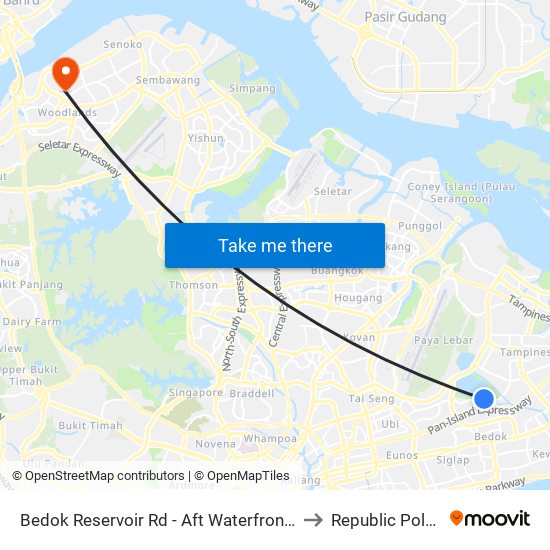 Bedok Reservoir Rd - Aft Waterfront Waves (84639) to Republic Polytechnic map