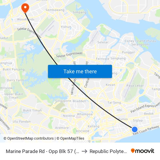 Marine Parade Rd - Opp Blk 57 (92071) to Republic Polytechnic map