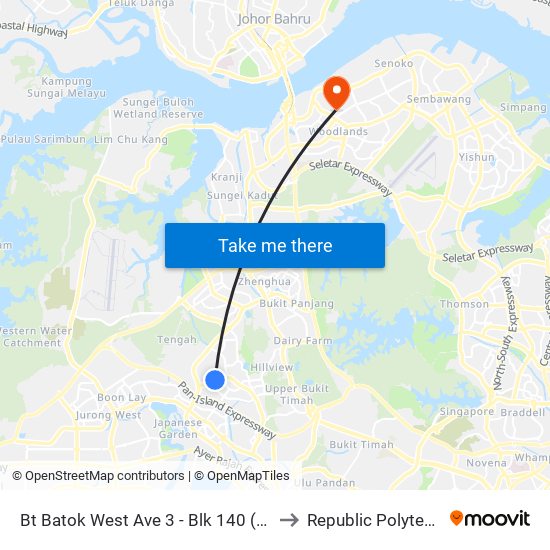 Bt Batok West Ave 3 - Blk 140 (43531) to Republic Polytechnic map