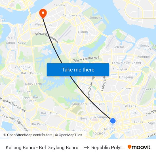 Kallang Bahru - Bef Geylang Bahru Stn (60031) to Republic Polytechnic map