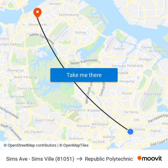 Sims Ave - Sims Ville (81051) to Republic Polytechnic map