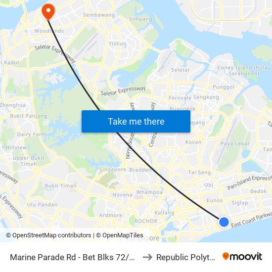 Marine Parade Rd - Bet Blks 72/74 (92059) to Republic Polytechnic map