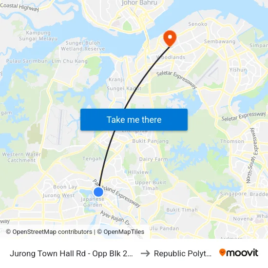 Jurong Town Hall Rd - Opp Blk 227 (28281) to Republic Polytechnic map