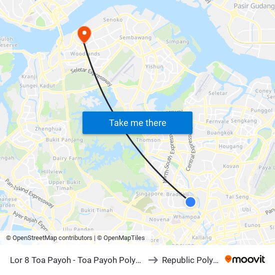 Lor 8 Toa Payoh - Toa Payoh Polyclinic (52481) to Republic Polytechnic map