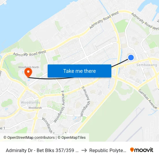 Admiralty Dr - Bet Blks 357/359 (58321) to Republic Polytechnic map
