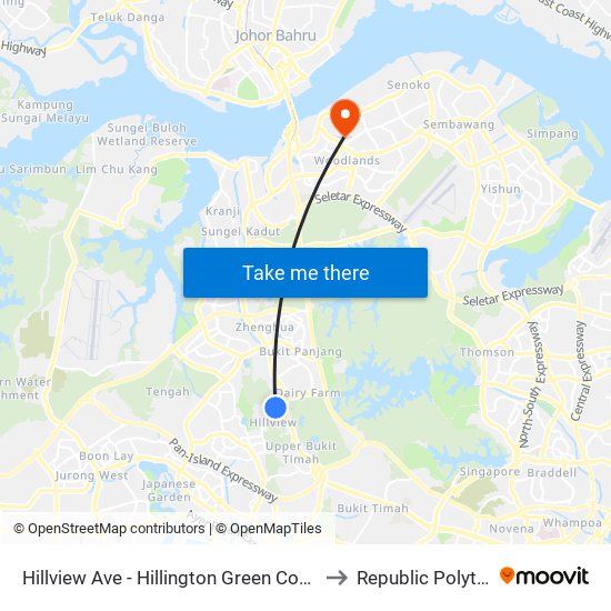 Hillview Ave - Hillington Green Condo (43268) to Republic Polytechnic map