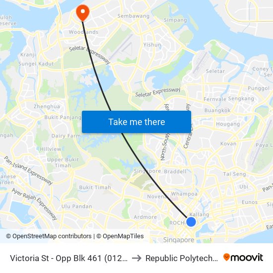 Victoria St - Opp Blk 461 (01211) to Republic Polytechnic map