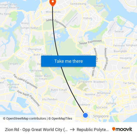 Zion Rd - Opp Great World City (13121) to Republic Polytechnic map