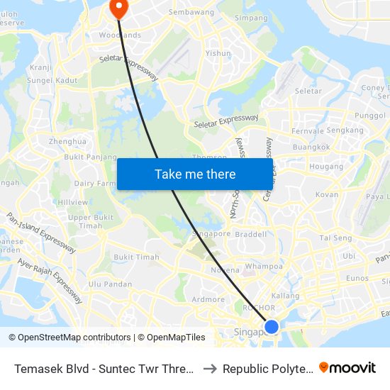 Temasek Blvd - Suntec Twr Three (02149) to Republic Polytechnic map