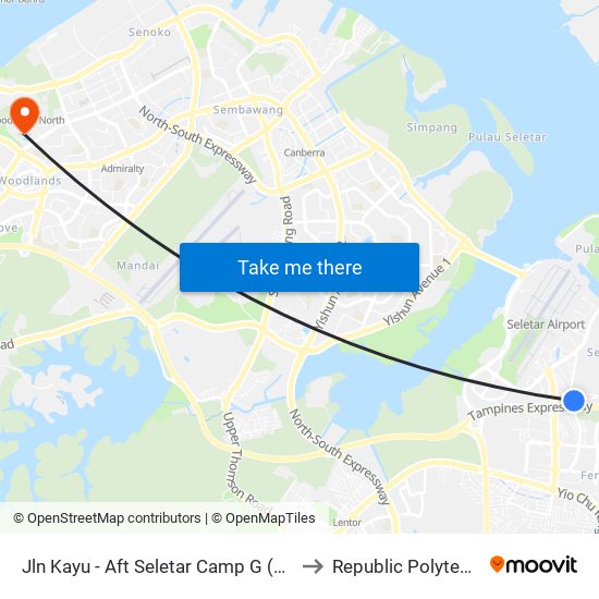 Jln Kayu - Aft Seletar Camp G (68119) to Republic Polytechnic map