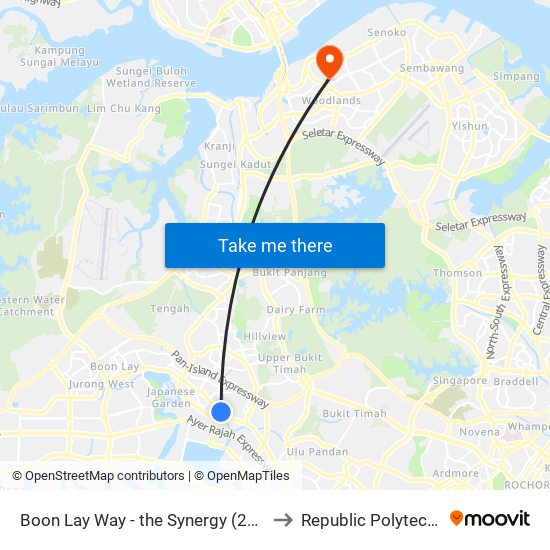 Boon Lay Way - the Synergy (28041) to Republic Polytechnic map