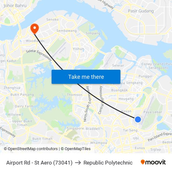 Airport Rd - St Aero (73041) to Republic Polytechnic map