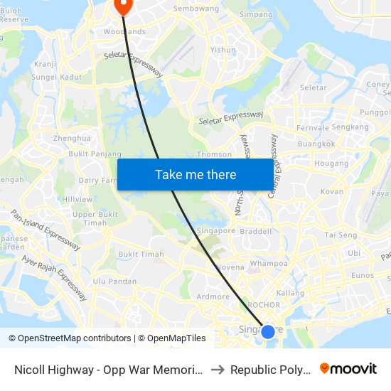 Nicoll Highway - Opp War Memorial Pk (02119) to Republic Polytechnic map
