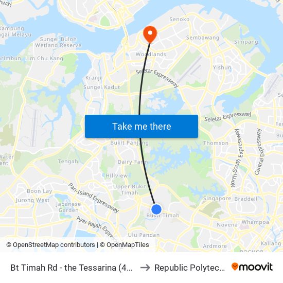 Bt Timah Rd - the Tessarina (42031) to Republic Polytechnic map