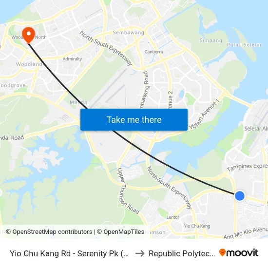 Yio Chu Kang Rd - Serenity Pk (55109) to Republic Polytechnic map
