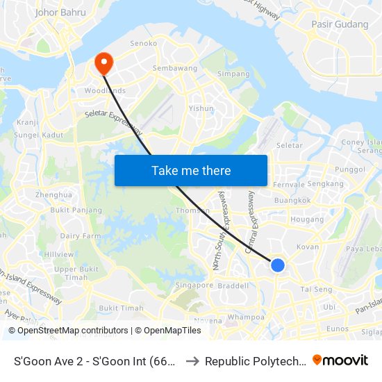 S'Goon Ave 2 - S'Goon Int (66009) to Republic Polytechnic map