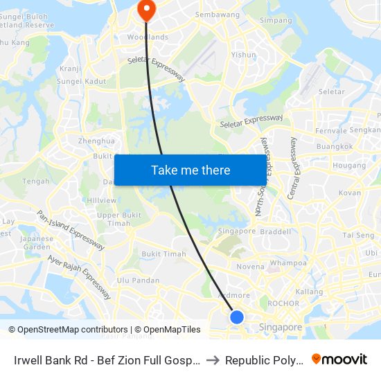 Irwell Bank Rd - Bef Zion Full Gospel CH (13159) to Republic Polytechnic map