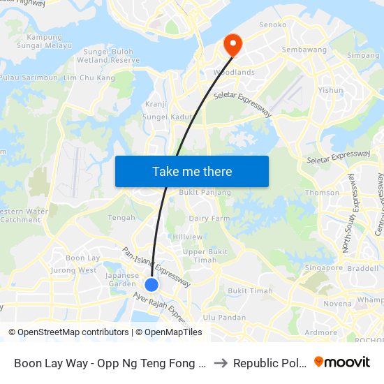 Boon Lay Way - Opp Ng Teng Fong Gen Hosp (28051) to Republic Polytechnic map