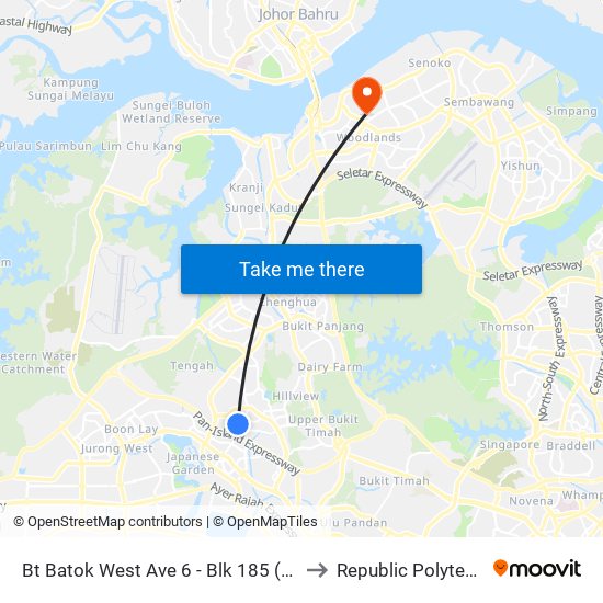Bt Batok West Ave 6 - Blk 185 (43379) to Republic Polytechnic map