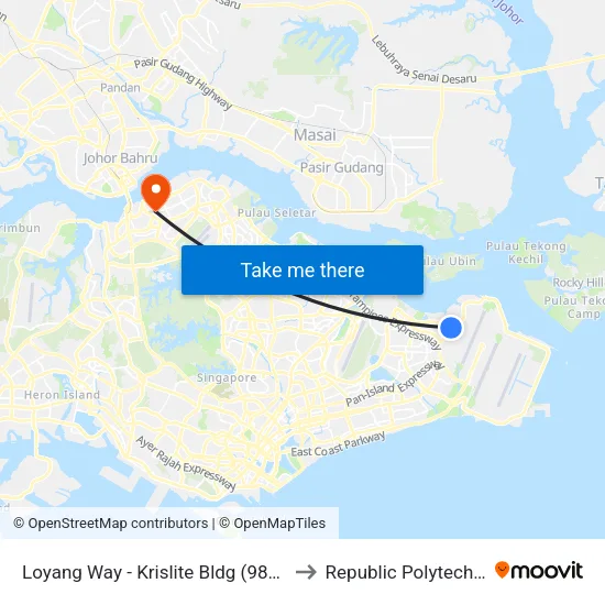 Loyang Way - Krislite Bldg (98121) to Republic Polytechnic map