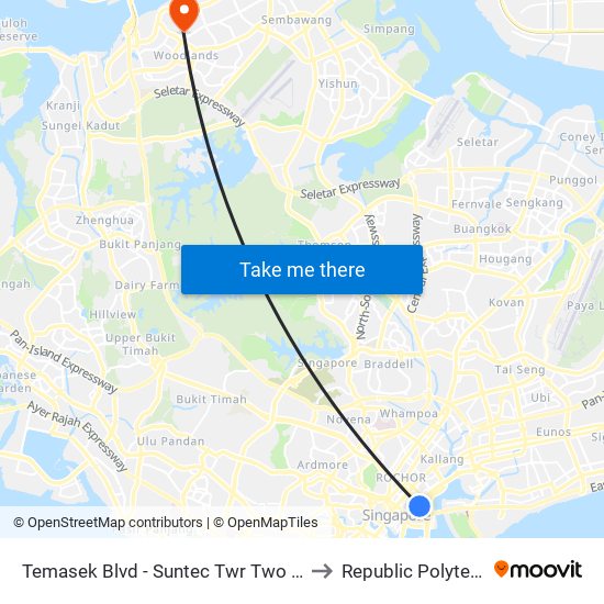 Temasek Blvd - Suntec Twr Two (02141) to Republic Polytechnic map