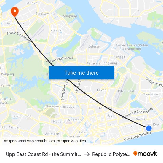 Upp East Coast Rd - the Summit (94031) to Republic Polytechnic map