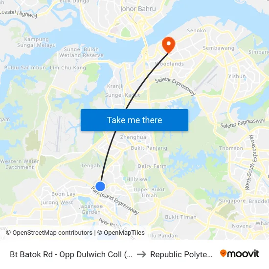 Bt Batok Rd - Opp Dulwich Coll (43761) to Republic Polytechnic map