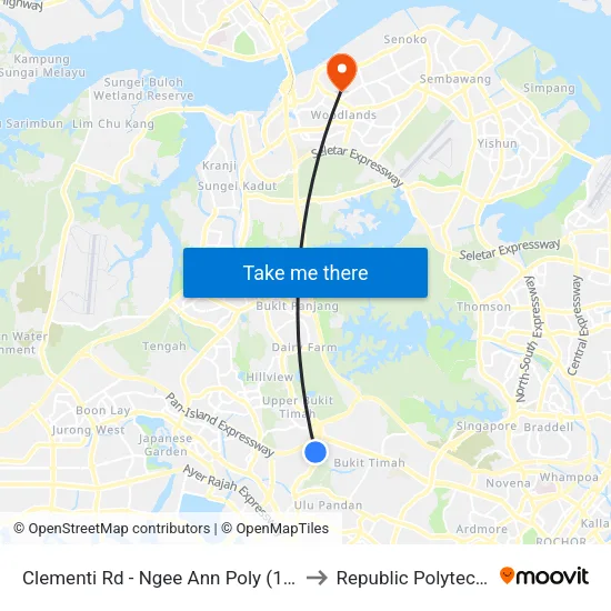 Clementi Rd - Ngee Ann Poly (12101) to Republic Polytechnic map