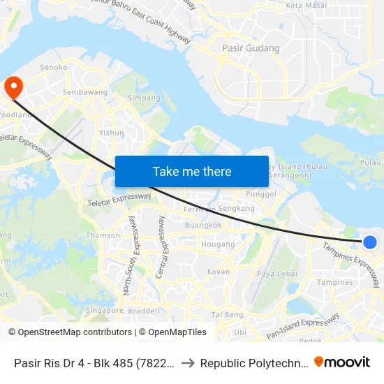 Pasir Ris Dr 4 - Blk 485 (78229) to Republic Polytechnic map