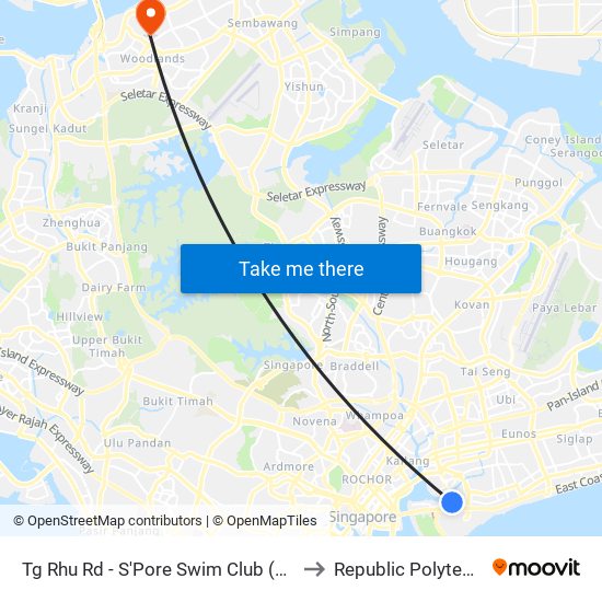 Tg Rhu Rd - S'Pore Swim Club (90059) to Republic Polytechnic map