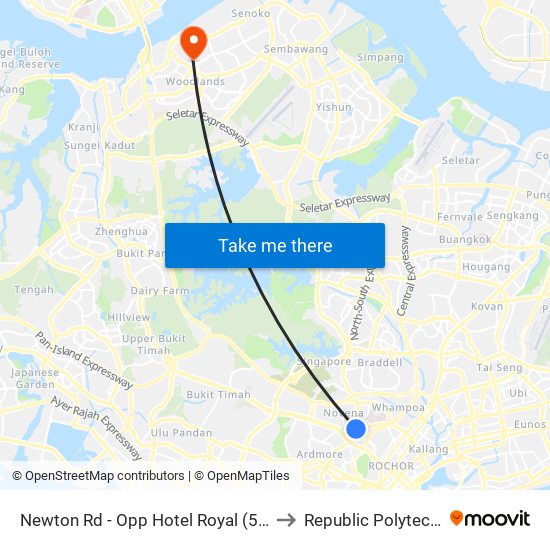 Newton Rd - Opp Hotel Royal (50061) to Republic Polytechnic map