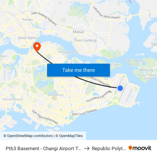 Ptb3 Basement - Changi Airport Ter 3 (95109) to Republic Polytechnic map
