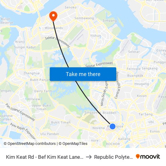 Kim Keat Rd - Bef Kim Keat Lane (50159) to Republic Polytechnic map