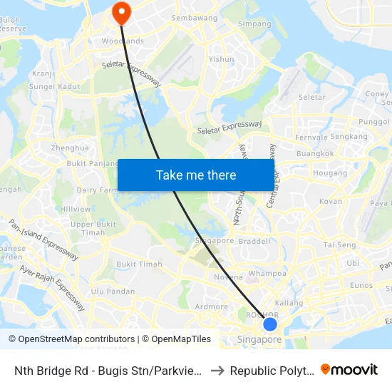Nth Bridge Rd - Bugis Stn/Parkview Sq (01139) to Republic Polytechnic map