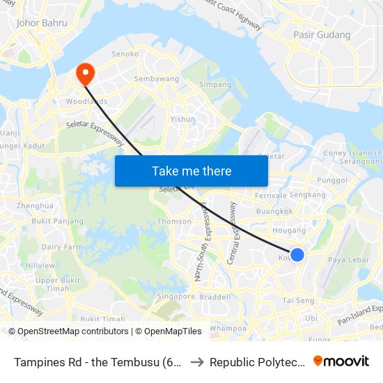 Tampines Rd - the Tembusu (63131) to Republic Polytechnic map